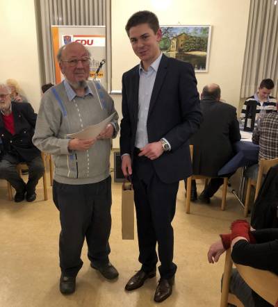 Seit 1955 ist Heinz Schreiner CDU-Mitglied und kommt somit auf beachtliche 65 Jahre!